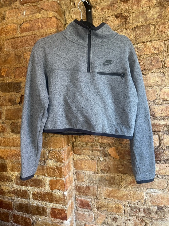 Nike Tops - Nike Logo Grey Quarter-Zip Fleece Pullover